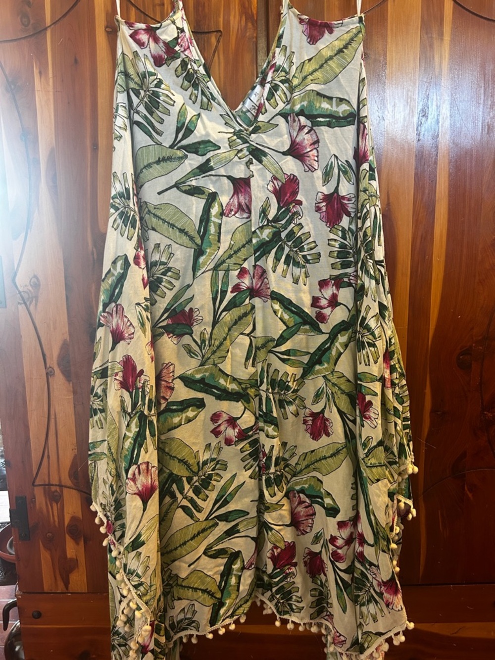 Japna Green & Pink Tropical Floral Beach Cover-Up